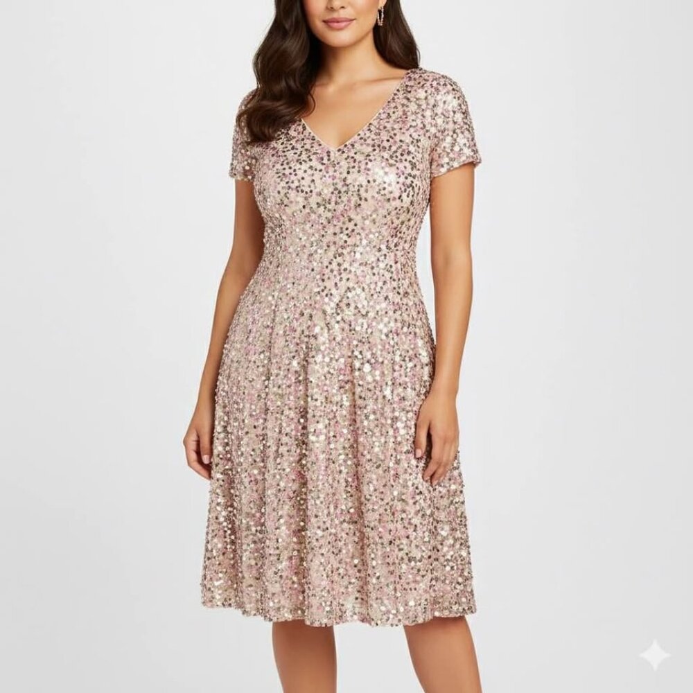 Pink Sequin Fit & Flare Dress (size 11/12)